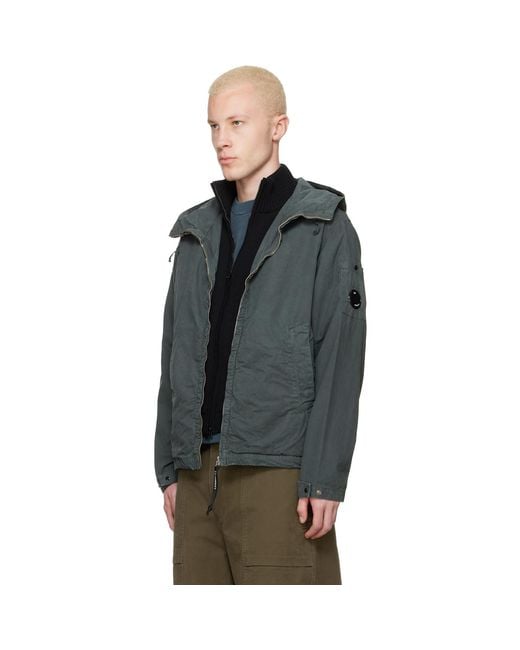 C P Company Black Micro-Reps Hooded Lens Jacket for men