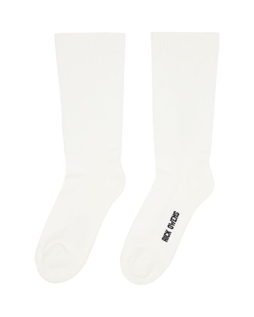Rick Owens White Off- Temple Mid Calf Socks for men