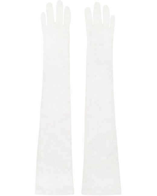 Anna Sui White Ssense Exclusive Floral Gloves