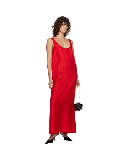 Rohe Red Silk Scoop-Neck Maxi Dress