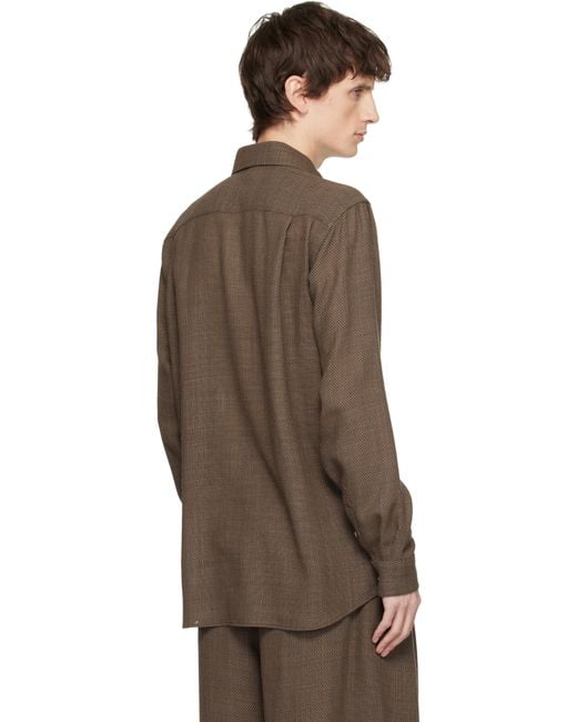 メンズ SOSHIOTSUKI ブラウン Manica Camicia ドレスシャツ Brown