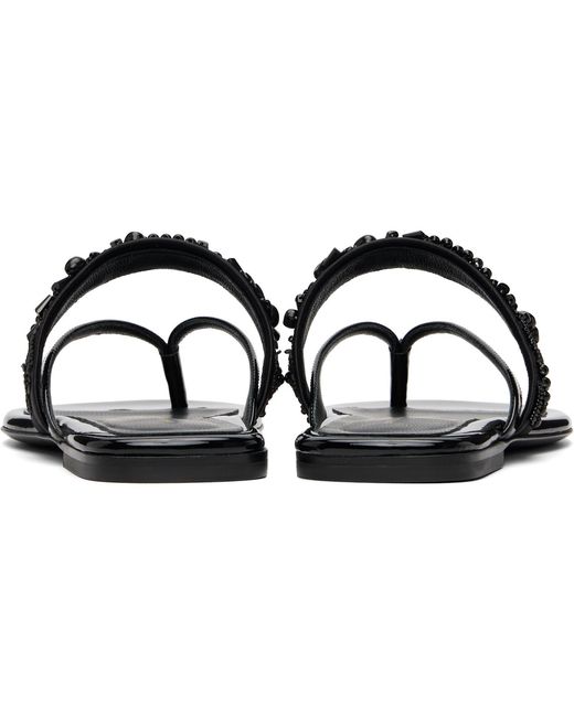 Dries Van Noten Black Embroidered Matadore Strap Flat Sandals