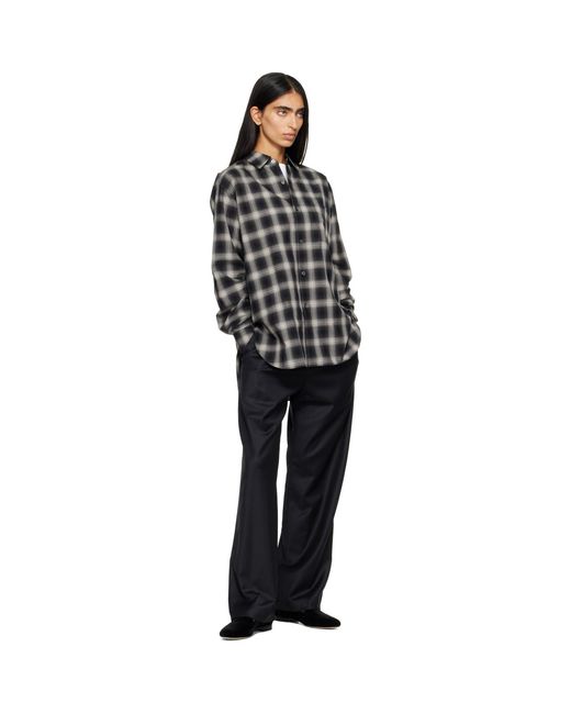 Ssstein Black Wool Silk Drawstring Easy Trousers
