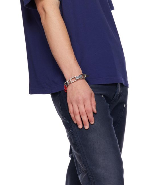 Bracelet-chainette argenté à ornement émaillé Heron Preston pour homme en coloris White