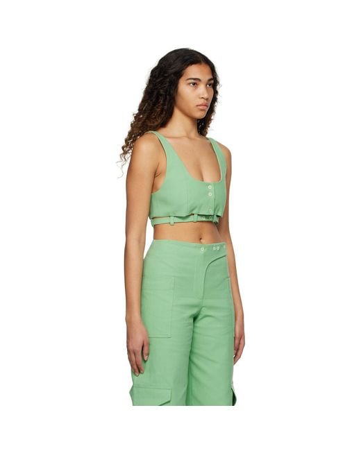 Ganni Green Suiting Tank Top