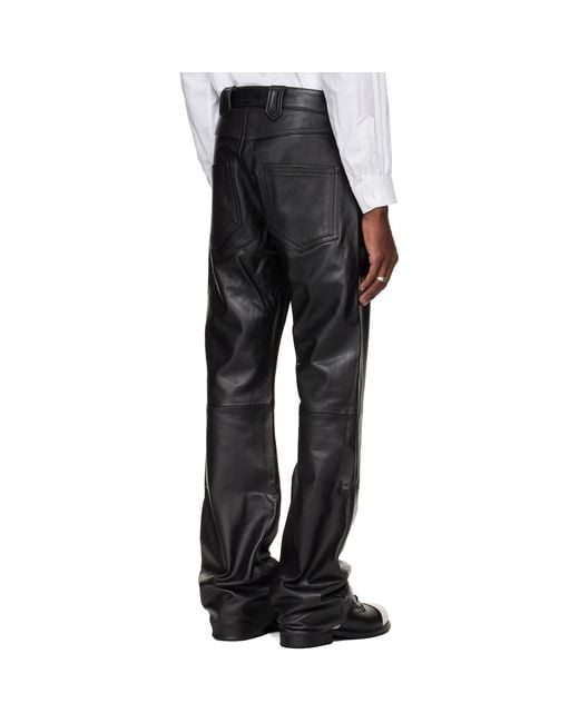 Enfants Riches Deprimes Black Leather Flare Pilot Pants for men