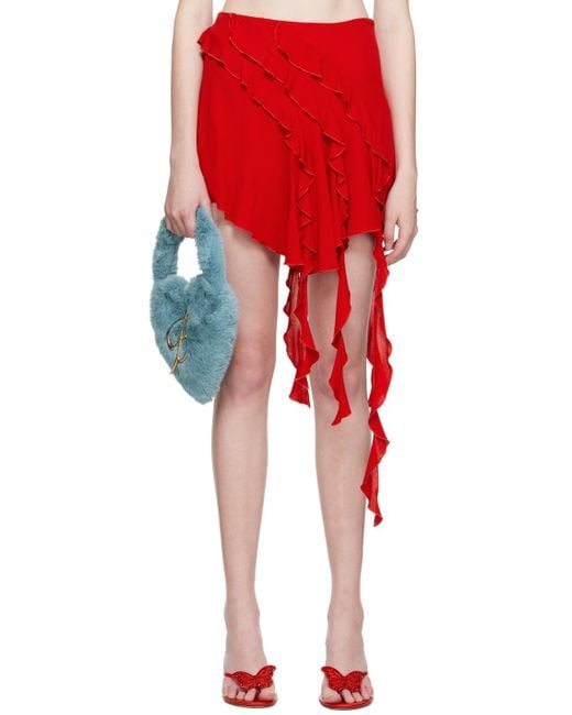 Blumarine レッド ラッフル ミニスカート Red