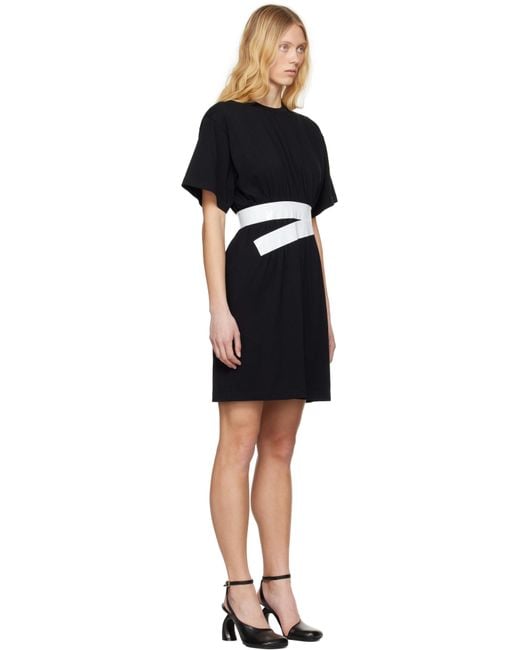Robe Midi Noire En Jersey À Garniture De Style Ceinture MM6 by Maison Martin Margiela en coloris Black