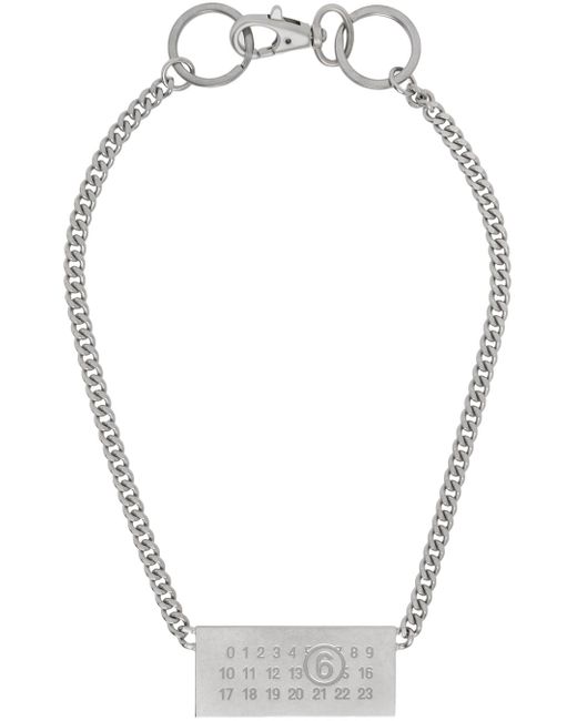 MM6 by Maison Martin Margiela White Silver Curb Chain Necklace