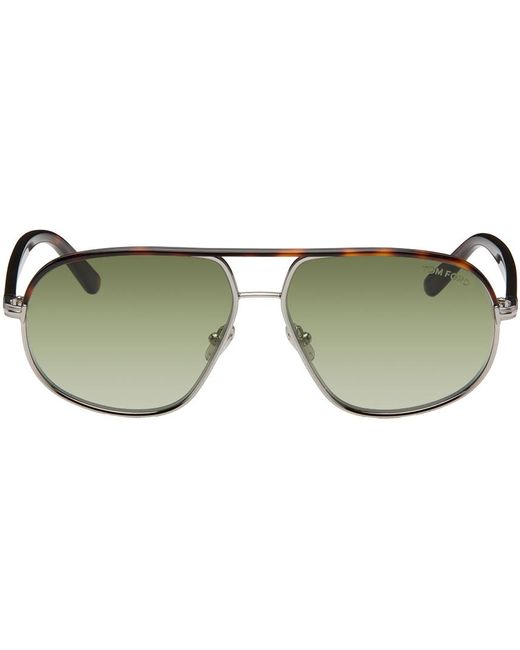 Tom Ford Green Silver Aviator Sunglasses for men