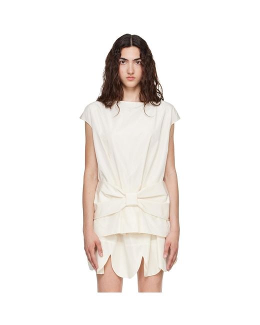 Simone Rocha White Off- Boxy Peplum Bow Detail Blouse