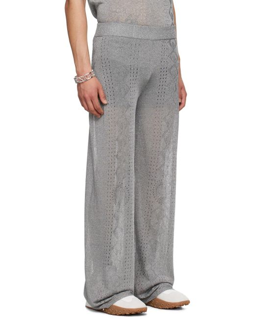 Pantalon argenté à motif à logo en pointelle MARINE SERRE pour homme en coloris Gray