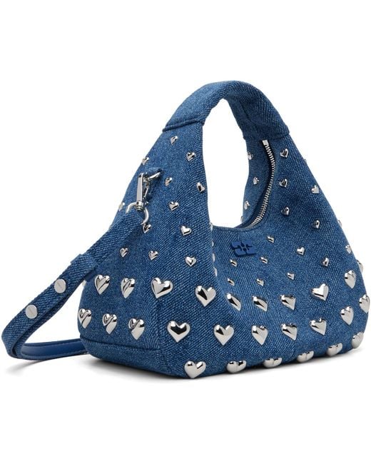 Ganni Blue Denim Stud Mini Bag