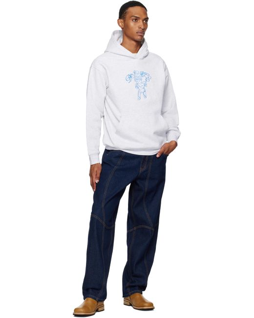 メンズ Dime グレー Embroidered Fighter フーディ White