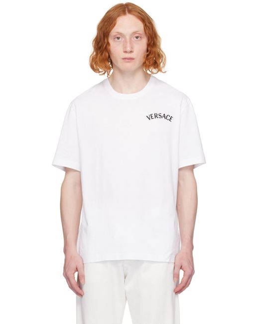 T-shirt blanc à logos modifiés Versace pour homme en coloris White