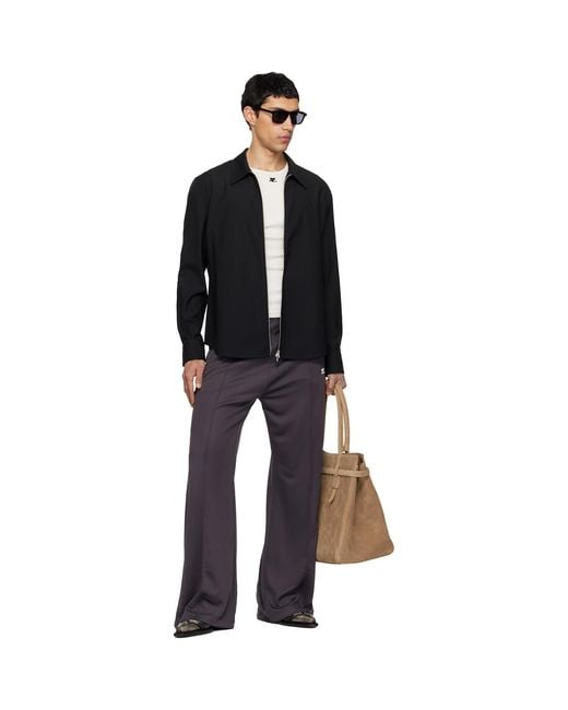 Courreges Black Zipped Twill Shirt Jacket for men