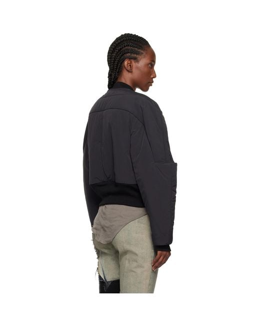 Rick Owens Black Concordians Girdered Cropped Bomber Down Jacket