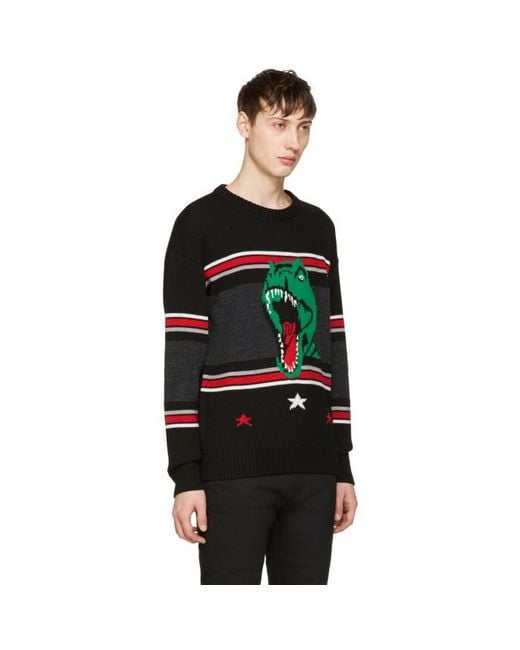 Saint Laurent Black T rex Sweater for Men Lyst Canada