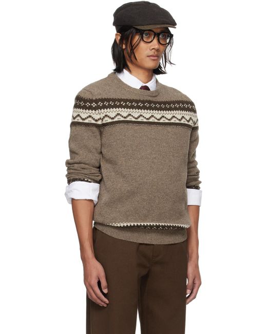 De Bonne Facture Brown Jacquard Sweater for men