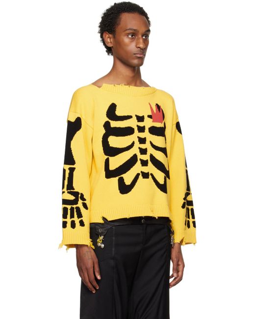 Pull Jaune À Effet Usé Charles Jeffrey pour homme en coloris Yellow