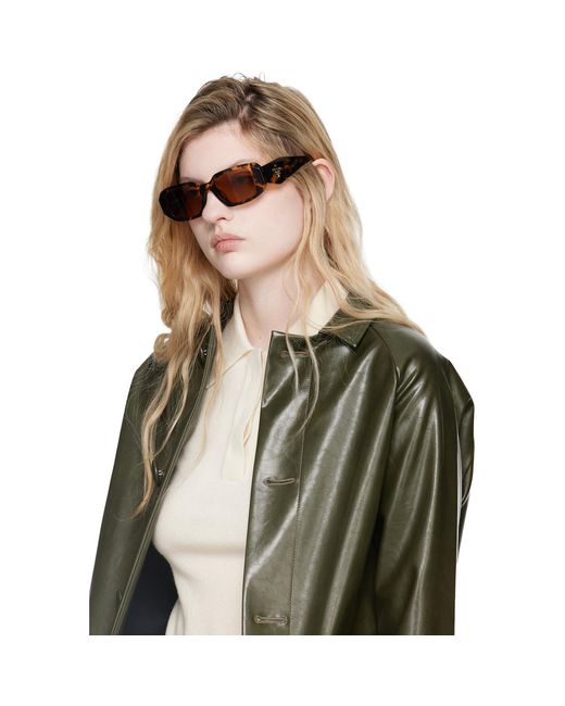 Prada Brown Rounded Rectangle Acetate Sunglasses