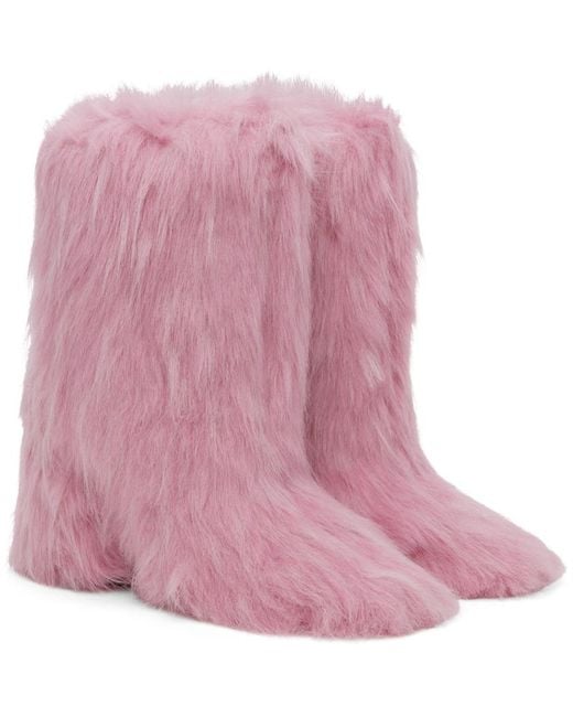 MSGM Pink Furry Boots