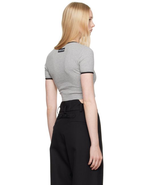 T-Shirt Écourté Gris En Jersey À Logo MARINE SERRE en coloris Black