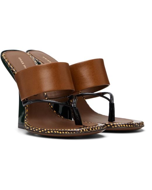 Dries Van Noten Black Leather Heeled Sandals