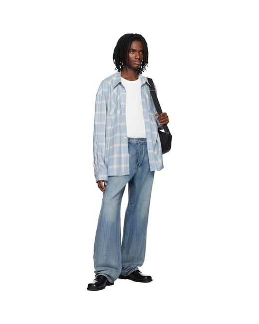 Wooyoungmi Blue Gradient Check Western Shirt for men