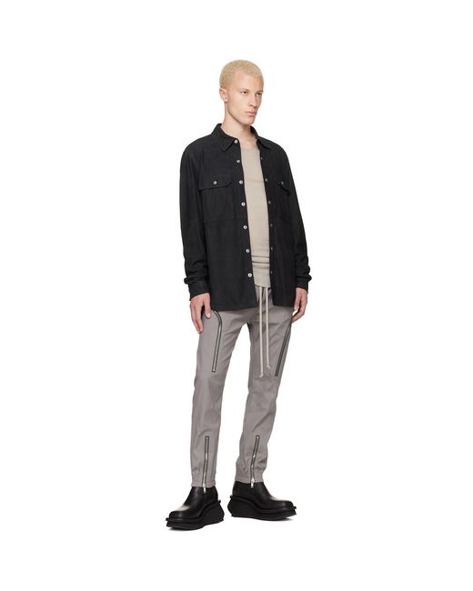 Rick Owens Black Tower Suede Overshirt for men