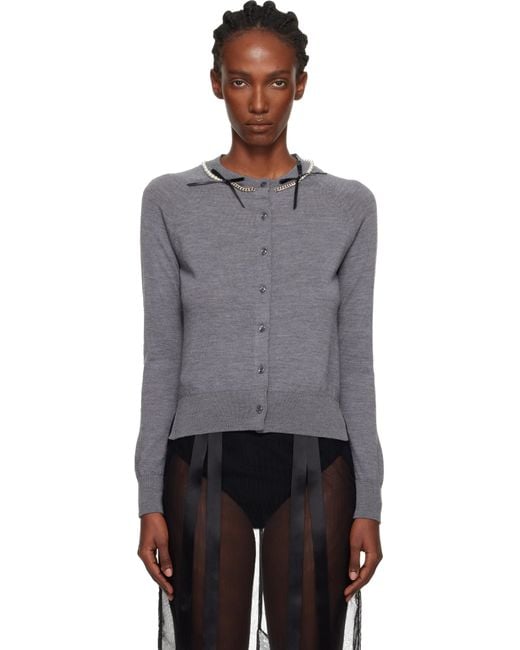 Simone Rocha グレー Pearl & Chain Bow カーディガン Black