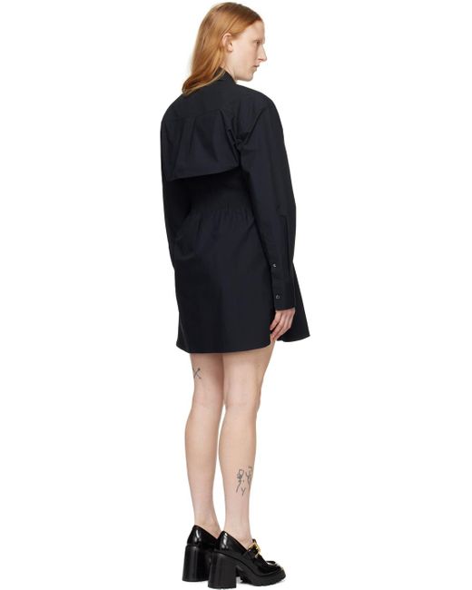 Robe courte noire à smocks T By Alexander Wang en coloris Black