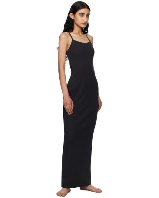 Skims Black Cotton Rib Long Cami Maxi Dress