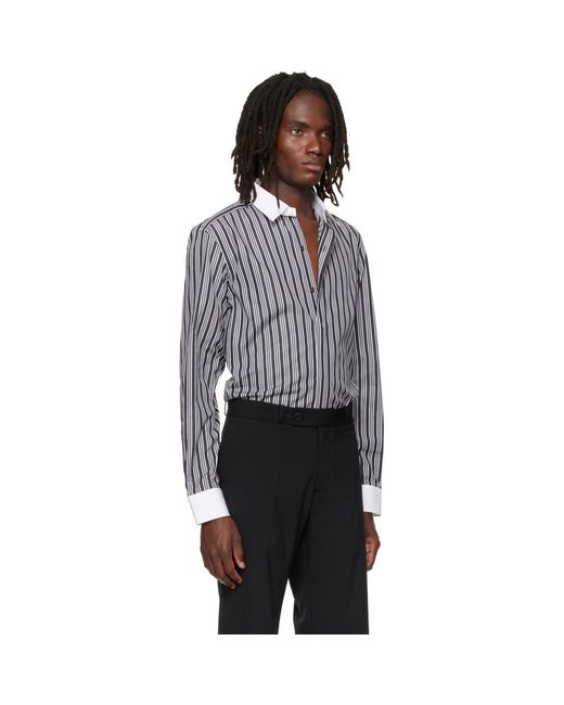 Tom Ford Gray Poplin Stripe Classic Fit Shirt for men