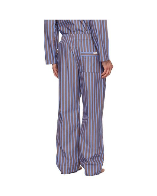 Tekla Blue Poplin Pyjama Shorts for men