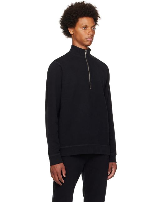 Sunspel Black Half-zip Sweatshirt for men