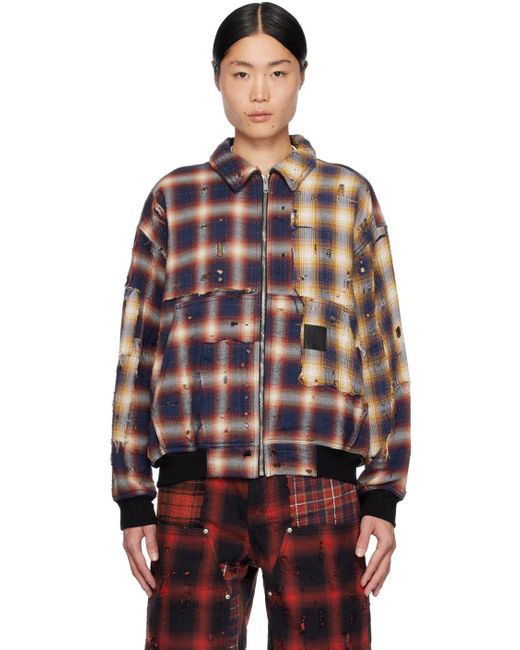 Givenchy Red Multicolor Check Bomber Jacket for men