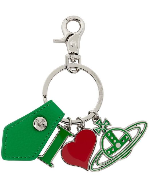 Vivienne Westwood Green I Love Orb Keychain for men