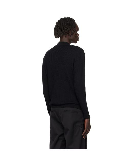 Ernest W. Baker Black Mock Neck Cable-Knit Sweater for men