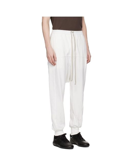 Rick Owens White Off- Temple Drawstring Sweatpants for men