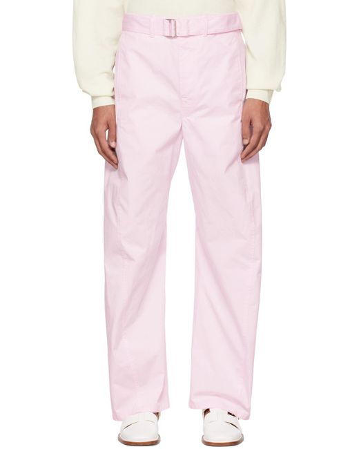 Lemaire Pink Belted Twisted Trousers for men