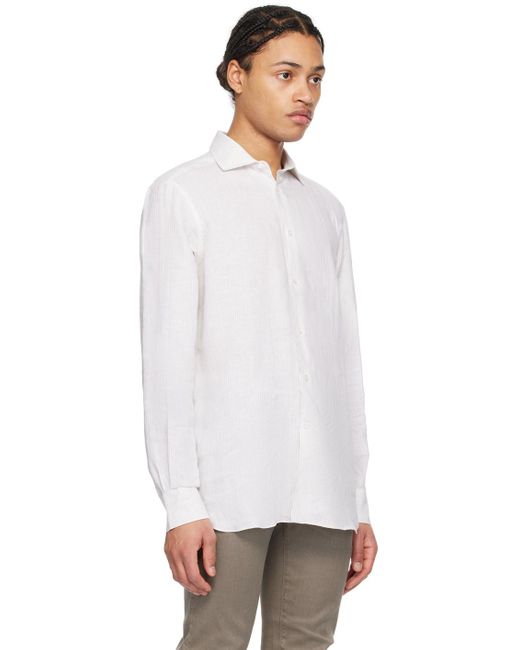 Chemise blanc cassé à rayures - oasi lino Zegna pour homme en coloris White
