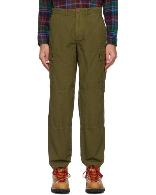 Barbour Green Khaki Essential Cargo Pants for men