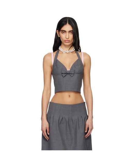 ShuShu/Tong Black Halter Bow Tie Cami Top