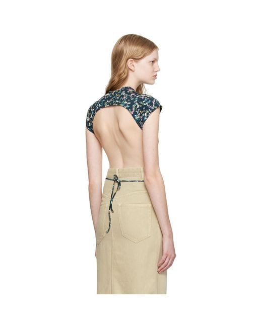 Isabel Marant Blue Pattern Backless T-Shirt