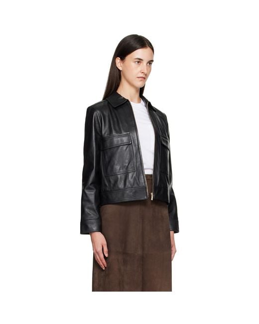 Max Mara Black Nepet Leather Jacket