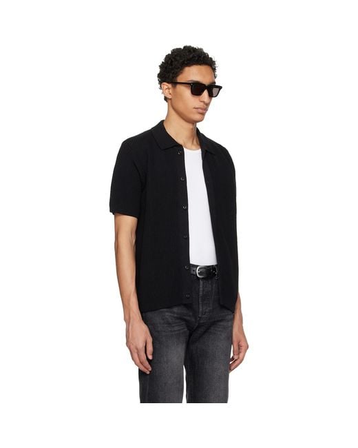 Merz B. Schwanen Black 1961 Ribbed Cotton Knit Shirt for men