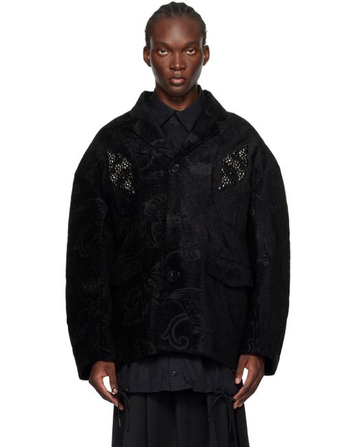 Simone Rocha Black Embellished Boxy Armour Jacket for men