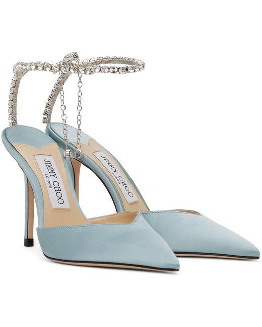 Jimmy Choo Blue Ssense Exclusive Saeda 100 Heels