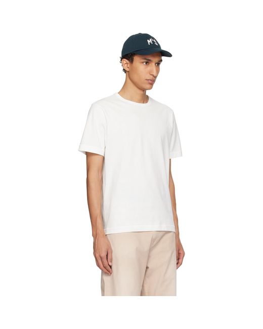 Merz B. Schwanen White 2M15 Mid-Century Machine Refined Fit T-Shirt for men